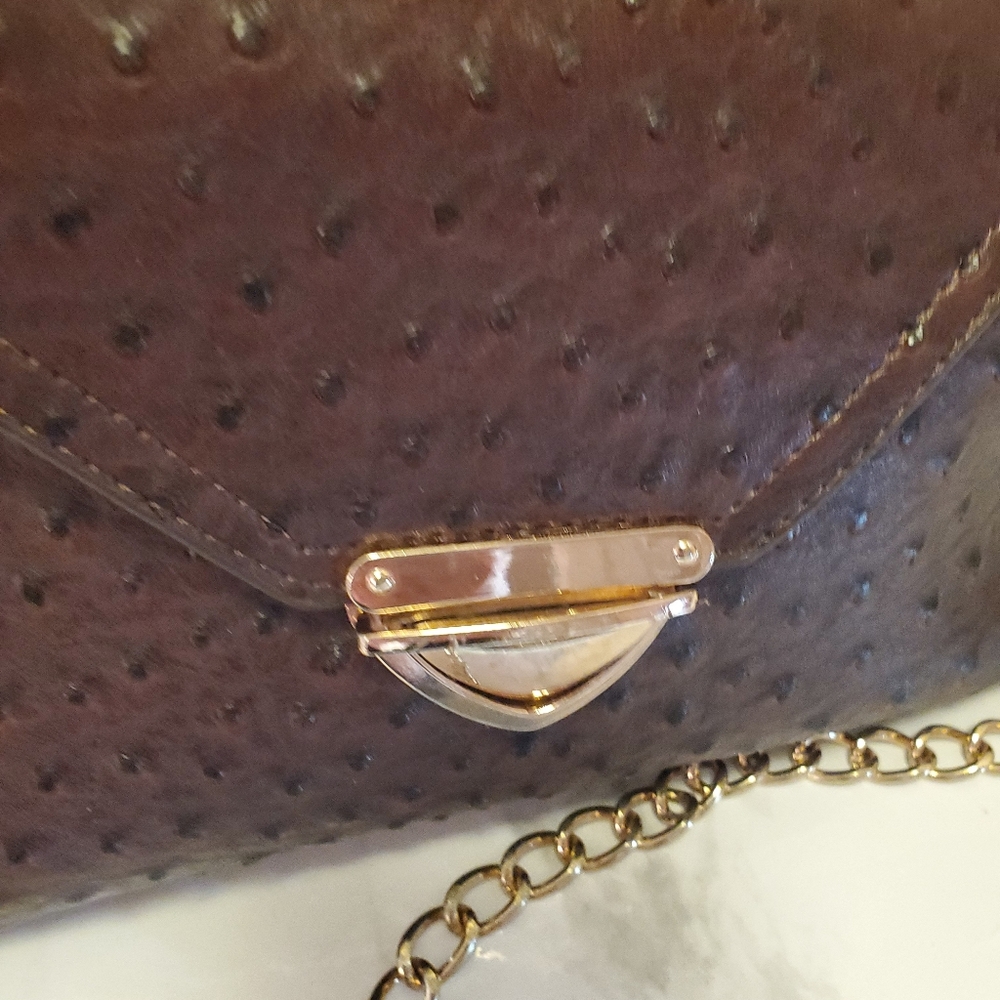 Deep Purple Ostrich Shoulder Bag,chain Strap. - Picture 2 of 10